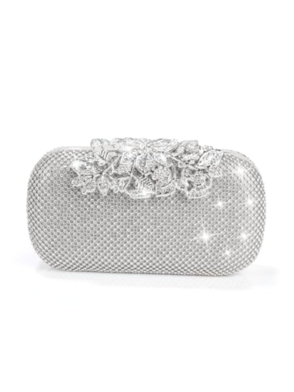 Rhinestone Crystal Leaf Buckle Hard Shell Evening Clutch Crossbody